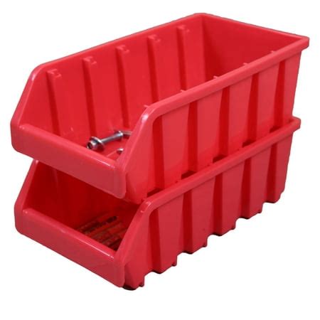 Set of 2 Plastic Storage Stacking Bins, Red - Walmart.com