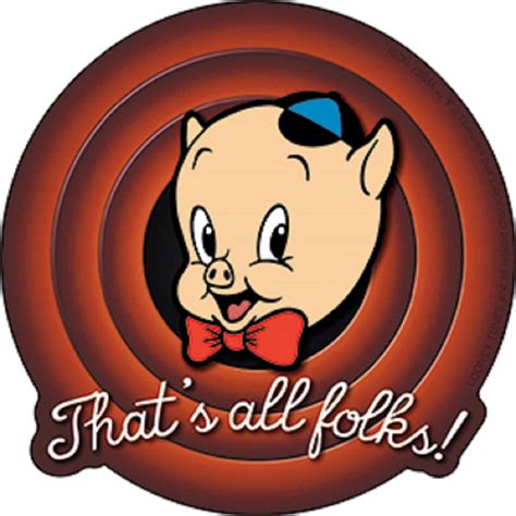 LOONEY TUNES PORKY PIG, THAT'S ALL FOLKS! STICKER - Officially Licensed Animated Series By ...