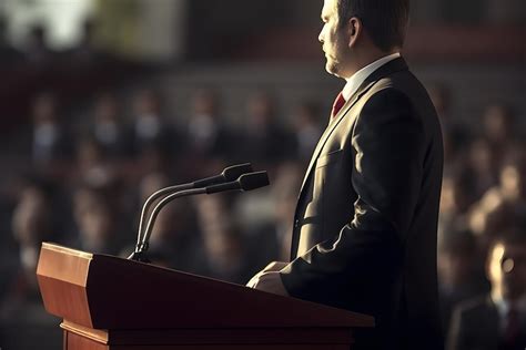 Premium Photo | Professional Businessman Giving a Speech at a Podium ...