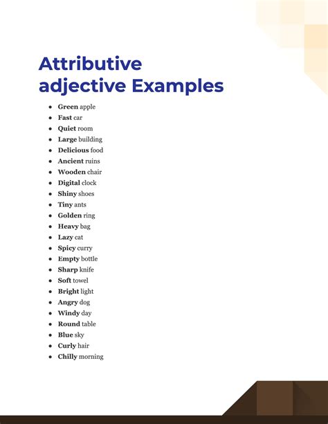 Attributive adjective 99+ Examples, How to Use, PDF, Tips