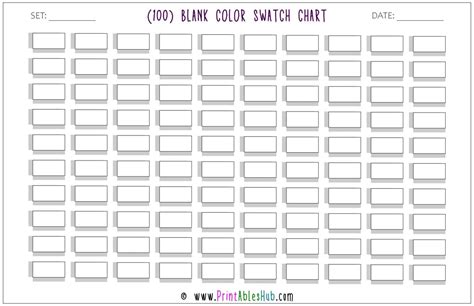 Free Printable (100,120,150) Blank Color Swatch Chart Template [PDF ...