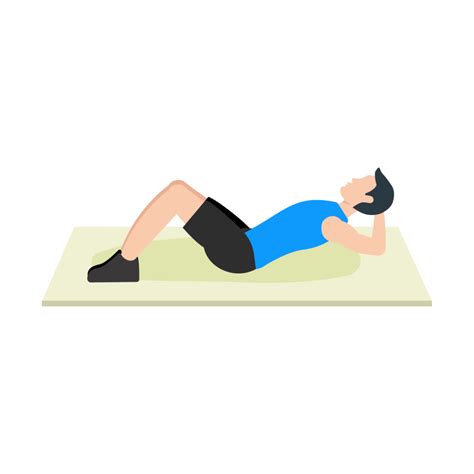 Man doing sit-up exercise for abdominal muscles vector. Young boy ...