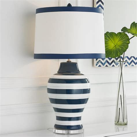 Navy Blue And White Lamp Shade - Filipff