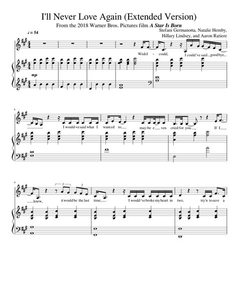 Ill Never Love Again Extended Version Sheet music for Piano | Download free in PDF or MIDI ...