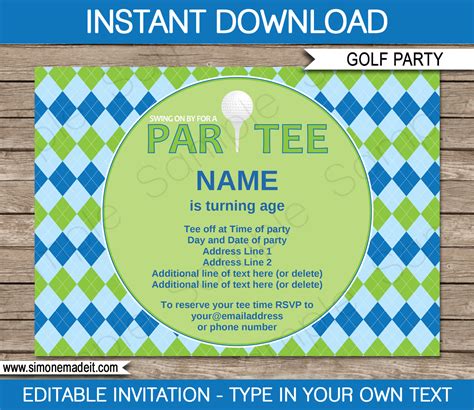 Golf Party Invitations Template | Golf Birthday Party