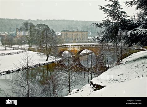 Chatsworth House Derbyshire Peak District WInter Stock Photo - Alamy