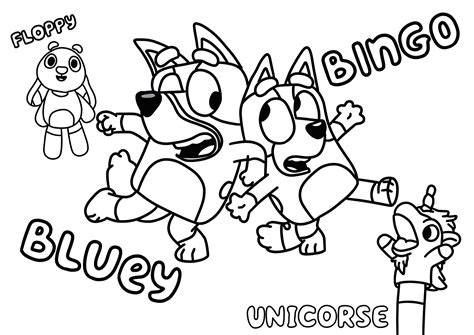 Bluey and Bingo Colouring Page - Etsy UK