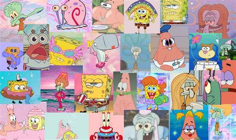 Download Characters Collage Aesthetic Spongebob Desktop Wallpaper | Wallpapers.com