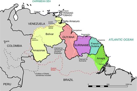 Map of the Guiana Shield. Adapted from Arnold Platon - own work, based ...