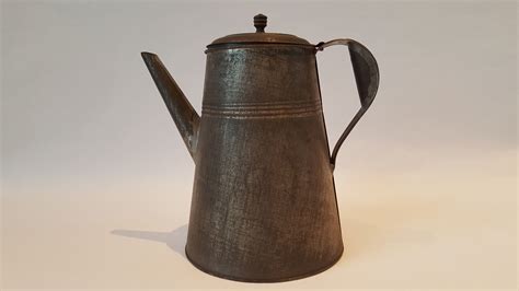 Antique Tin Coffee Pot with Applied Handle and Soldered Seams - Primitive Pitcher | Coffee pot ...