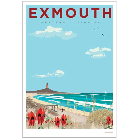 Vintage Exmouth Print - Mokoh Design, Handmade Australian Souvenirs