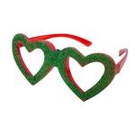 LED Green Heart Glitter Glasses