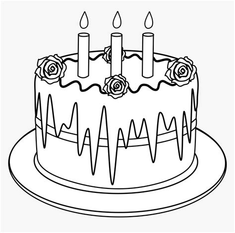 Free Birthday Cake Clip Art Black And White, Download Free Birthday ...