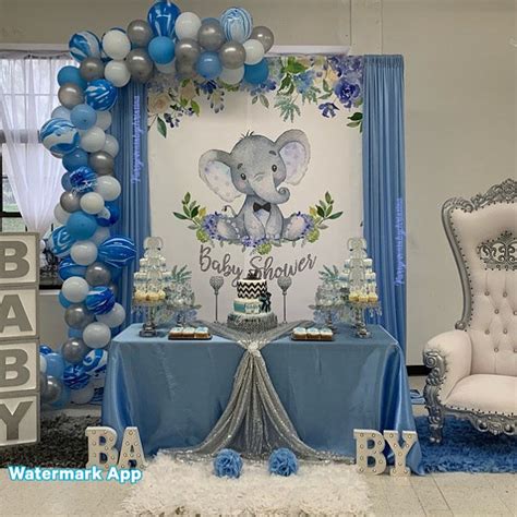 Boy Elephant 6x8 ft CANDY TABLE BACKDROP Blue Elephant Boy | Etsy | Boy ...