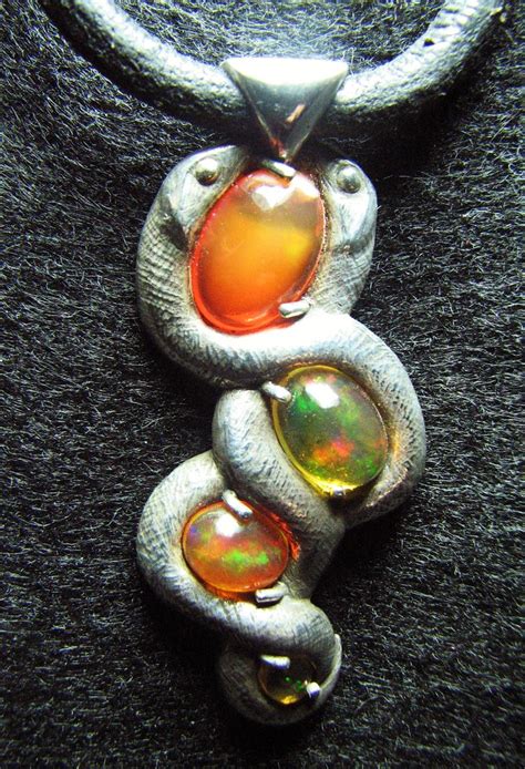 Serpentine Fire Opal Pendant | Custom cast Mexican fire opal… | Flickr
