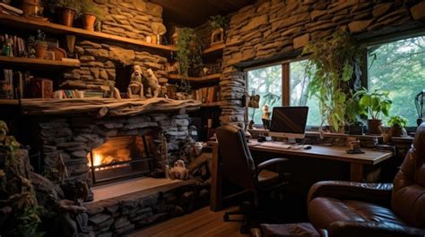 Premium Photo | Inspiring office interior design Rustic style ...