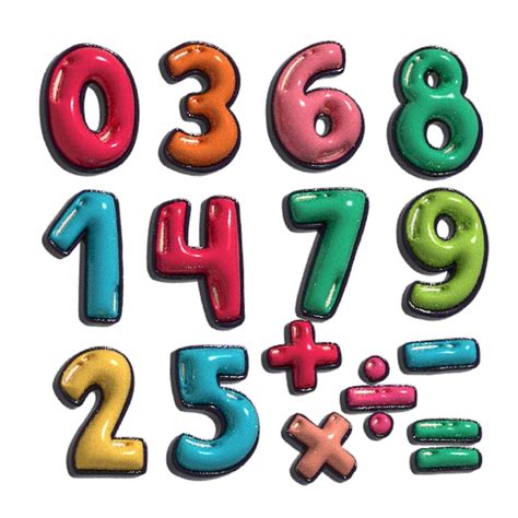 Premium Vector | Set of colourfull number and math signs