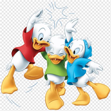 Illustration mit drei animierten weißen Enten, Huey, Dewey und Louie Donald Duck Daisy Duck ...