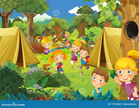 Cartoon Scene With Kids Having Fun In The Park Royalty-Free Illustration | CartoonDealer.com ...