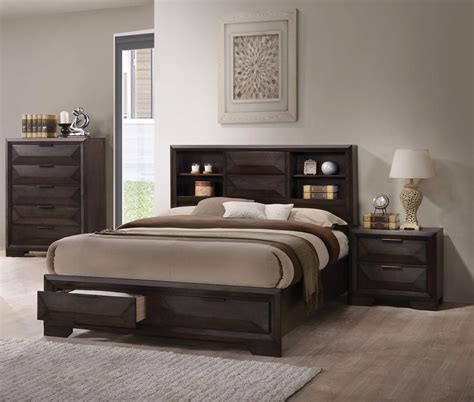 Black Wood Queen Storage Bedroom Set 3 Pcs Contemporary Naima 25900Q ...