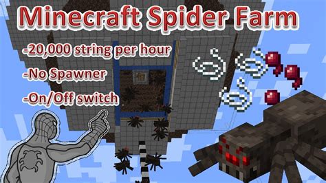 Minecraft Spider Farm - No Spawner - 20,000 string/hr 13,000 spider eyes/hr - On/off switch ...