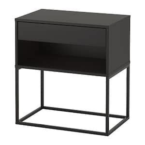 VIKHAMMER nightstand, black, 235/8x153/8" - IKEA | Black bedside table, White bedside table ...