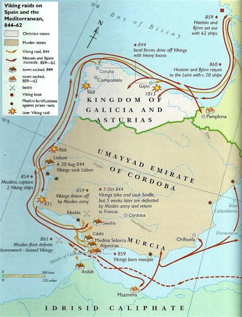 Viking raids on Spain and Mediterranean, 844-862. : r/MapPorn