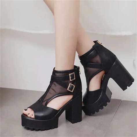 Promotional products summer fashion popular Sexy root High heels zipper Lace Cool Women's ...