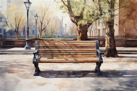 Premium Photo | Bench in garden style dry painting