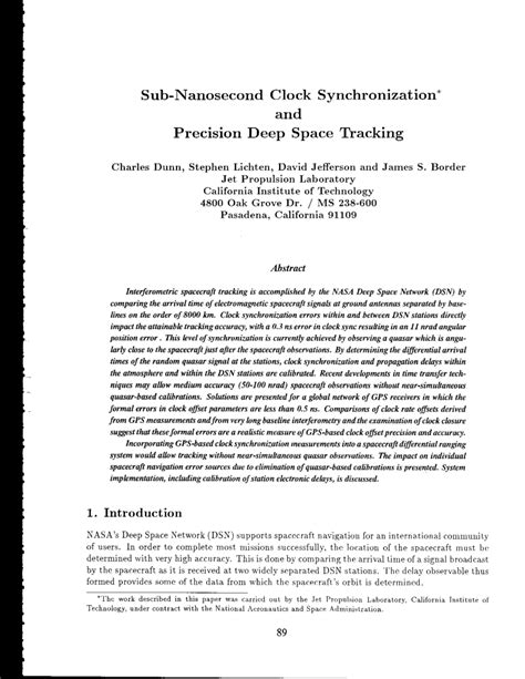 (PDF) Sub-nanosecond clock synchronization and precision deep space tracking