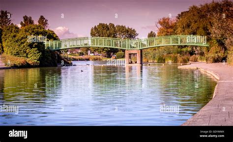 Bridge that goes over Cleethorpes Boating Lake Stock Photo - Alamy