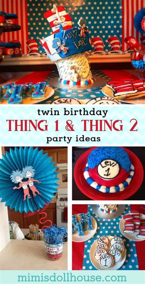 Thing 1 and Thing 2 Party: Twin's first birthday party, oh what fun!! | Mimi's Dollhouse