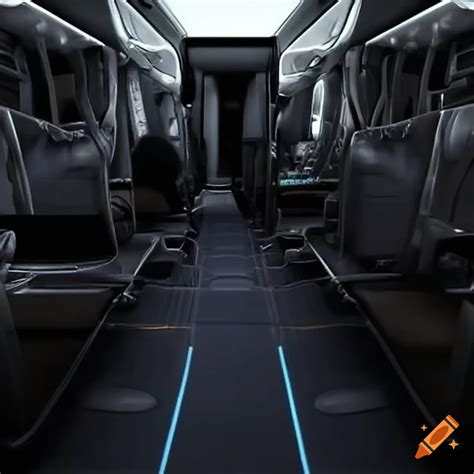 Comfortable seats in a futuristic bus interior on Craiyon