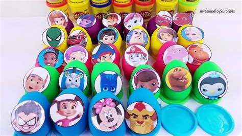 30 Play-Doh Surprise Eggs Nick Disney Junior Toys PJ Masks Umizoomi Paw ...