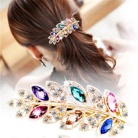 1 PC Beauty Women Fashion Hair Clip Leaf Crystal Rhinestone Barrette Hairpin Headband hair ...