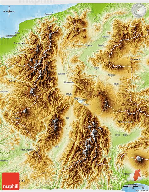 Physical 3D Map of Nagano