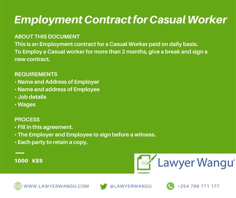 Employment Contract for Casual Worker - Lawyer Wangu