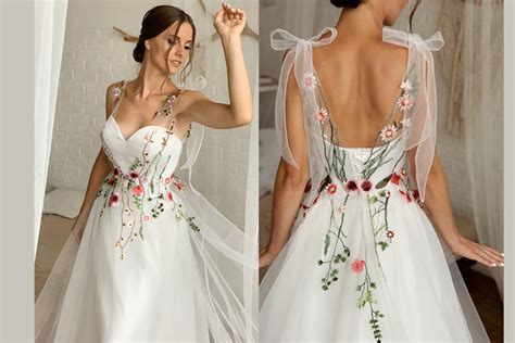 Embroidered Floral Colorful Wedding Dress for Women. Fairy - Etsy