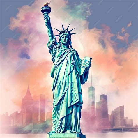 Premium Photo | Photo of new york many graffiti statue of liberty generative ai