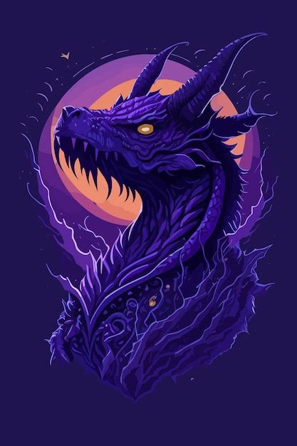 Premium Vector | Vector of dragon digital art in purple illustration ...