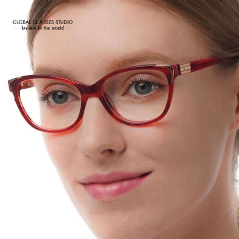 Hand Made Acetate Eyeglass Frames Fashion Lady New Designer Eyewear Glasses With Shiny ...