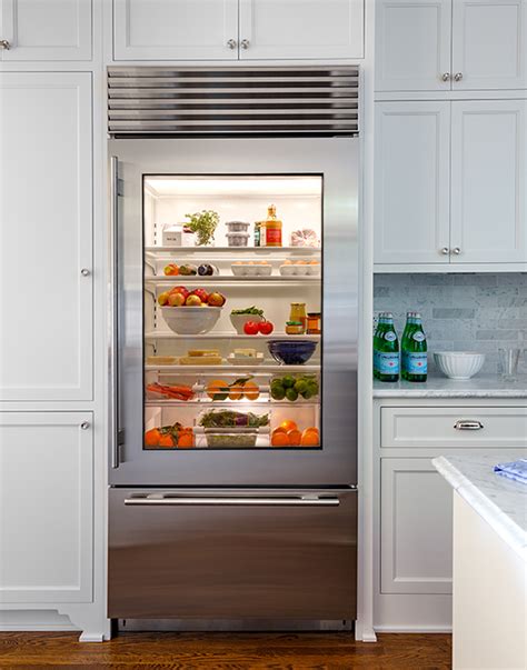 Glass Front Refrigerator with Freezer Drawer - Transitional - Kitchen