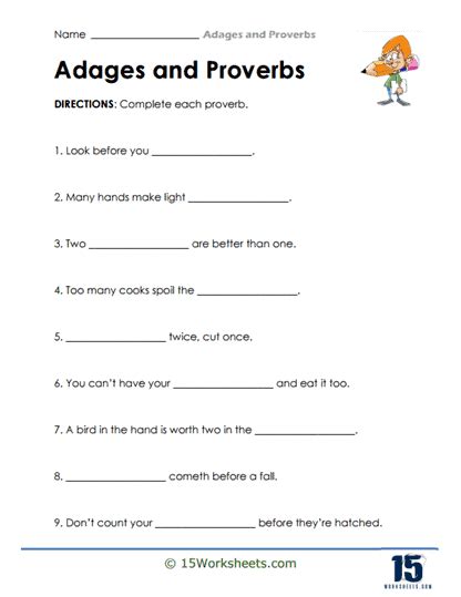 Adages and Proverbs Worksheets - 15 Worksheets.com