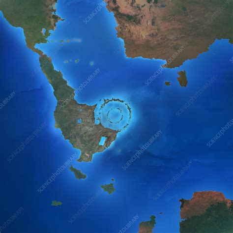 Chicxulub impact crater, illustration - Stock Image - F022/2241 ...