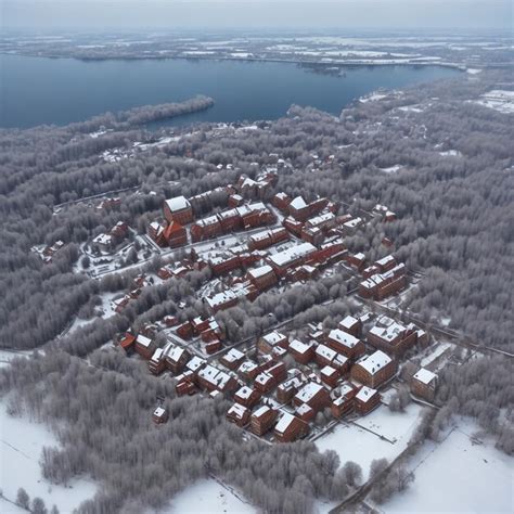 Premium AI Image | Aerial winter sunny frozen day view of snowy Vilnius ...