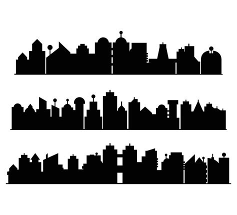 silhouette cityscape set 6566158 Vector Art at Vecteezy