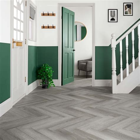 Chason Rock Grey Herringbone Luxury Click Vinyl Flooring 5mm