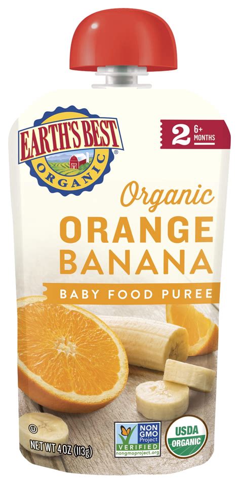 Earth's Best Organic Vegan Stage 2, Orange Banana Baby Food, 1 Pouch (113g) Pouch - Walmart.com ...