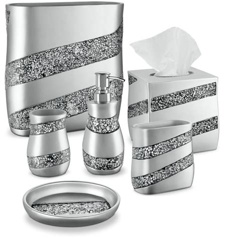 House of Hampton Silver Mosaic 6 Piece Bathroom Accessories Set ...