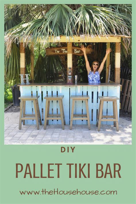 Check out how my husband and I made this awesome and fun tiki bar using pallets as the base ...